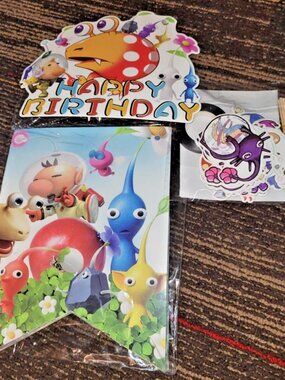 new PIKMIN game BIRTHDAY PARTY SUPPLIES LOT banner cake & cupcake toppers